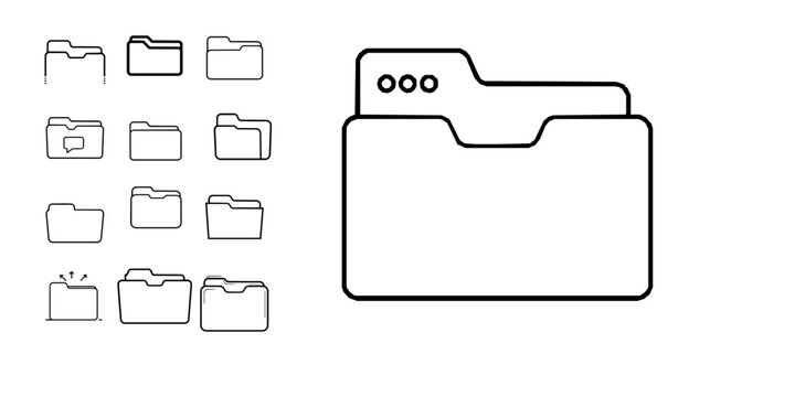 File Folder Open Communication Icon Style Outline on White Background