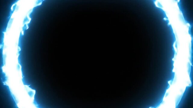 Glowing Blue Energy Ring Portal Animation on Dark Background.
