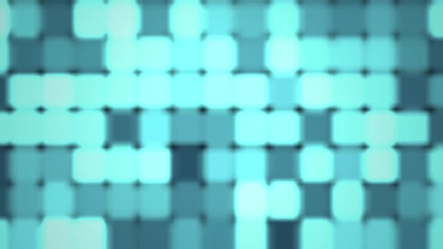 Abstract cyan glowing square tile bokeh motion background