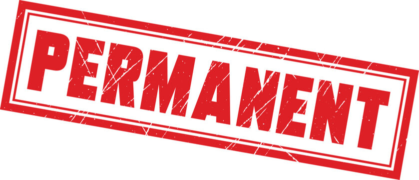 PERMANENT: Classic rectangular rubber stamp graphic displaying the word PERMANENT in a bold and weathered red style.