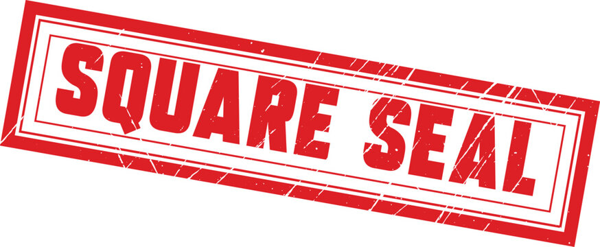 SQUARE SEAL: A classic red rectangular rubber stamp imprint featuring the bold text square seal for document.