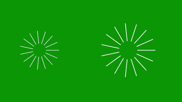 Abstract radial bursts animate on green screen backgrounds with cinematic motion symbolizing loading processes or digital transitions