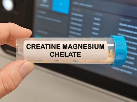 CREATINE MAGNESIUM CHELATE mineral compound supplement for mineral intake and physiological function support tablets in laboratory