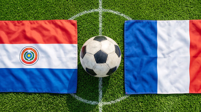 Paraguay national football team representation with soccer ball on field