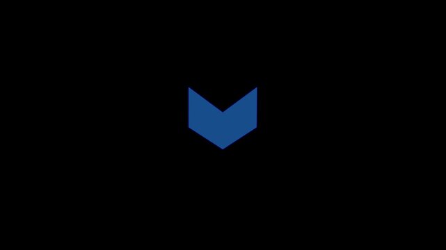 Up to down-directional arrow loop animation on black background. Abstract glowing down arrow icon animation