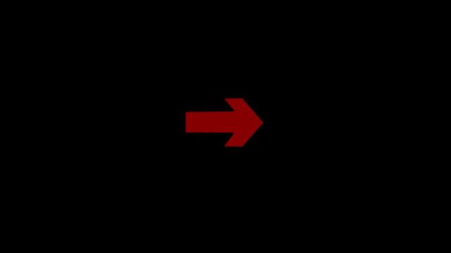Arrow icon animation on black background. Arrow icon concept animation right to left direction looping 