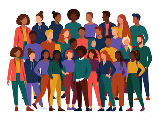 Obraz premium Diverse Group of People Flat Vector Illustration for Community and Inclusion
