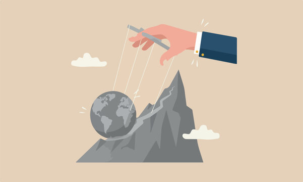 conspiracy, anonymous businessman hand with puppet string control the world