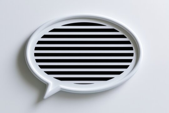 Speech bubble with black stripes representing censorship and silence