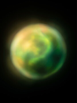 AI-inspired Vision of a Luminous Abstract Planet with Swirling Energy