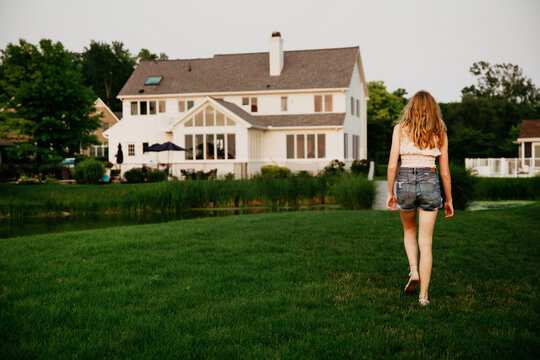Girl walking back to house