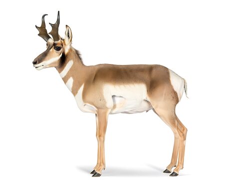Sonoran Pronghorn Full Body Isolated on White