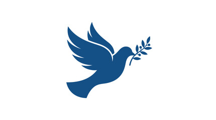 Fototapeta premium Minimalist Vector Illustration of a Peace Dove Silhouette Carrying an Olive Branch