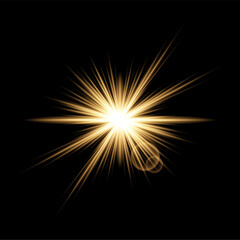 Fototapeta premium Golden Lens Flare Effect with Starburst Light