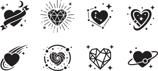 Celestial Cosmic Heart Symbol Collection Vector Icon Pack © Mohammad