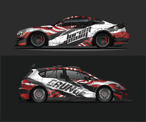Naklejka premium Dynamic Car Wrap Design Featuring American Flag Motif
