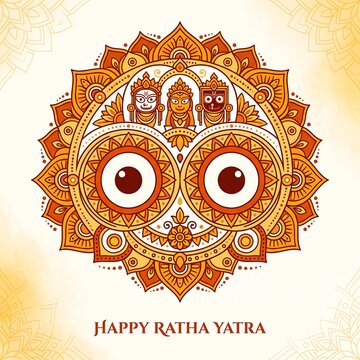 Ornamental ratha yatra greeting card design