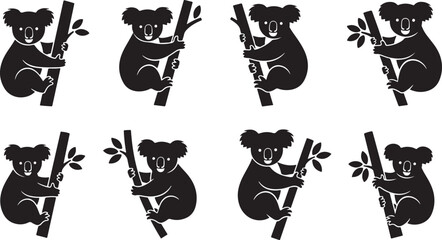 Obraz premium Koala bear silhouette set high quality vector illustration editable vector silhouette illustration.