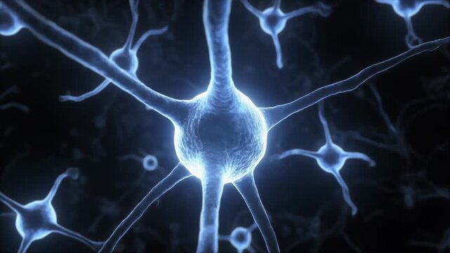 Neurons nerve cells animation loops blue brain cells. Cognitive neurons nerve cells animation fires synapse impulses. Medical neurons nerve cells animation maps mind biology lines.