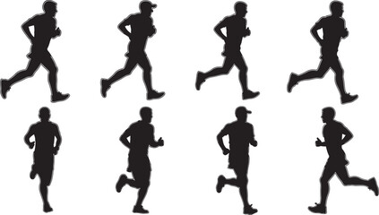Obraz premium Runner silhouette illustration, editable vector people, sports icon, healthy lifestyle.