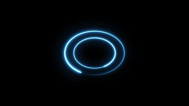 saber neon circle loop, circle loading bar loop animation, background black. circle in neon line on black background video.