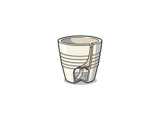 Cross Section Illustration Of A Cream Colored Self Watering Pot With Visible Inner Compartments And Wick For Efficient Watering Vector Illustration © illustra