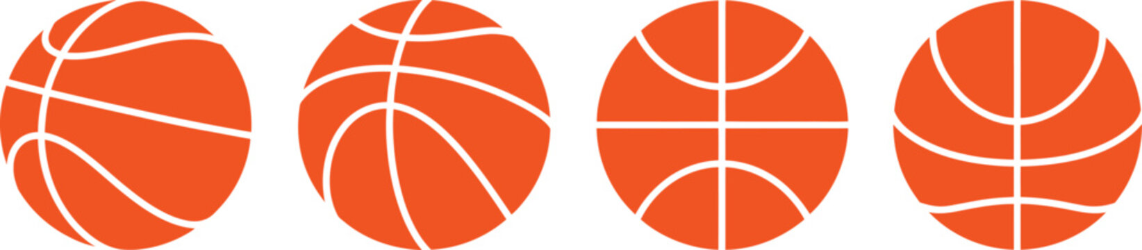 Basketball, ball icon set, isolated black basketball symbols, editable vector sports icons for competitions, practice sessions, fitness, clubs, and game design.