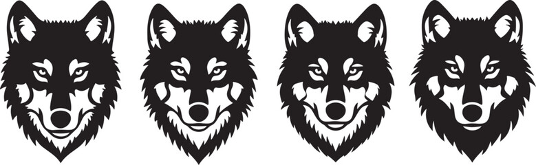 Obraz premium Wolf head portrait set collection high quality vector silhouette illustration for logo design shape.