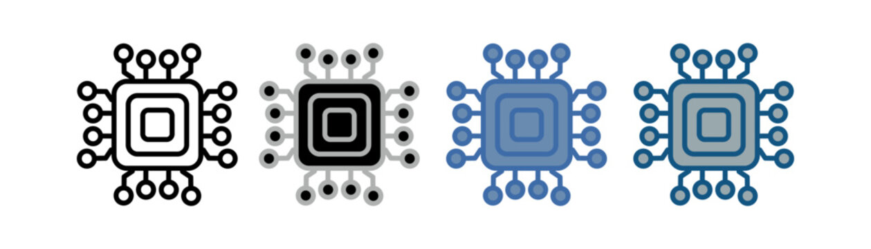 
Chipset icon set&mdash;a multi-style collection featuring chip designs