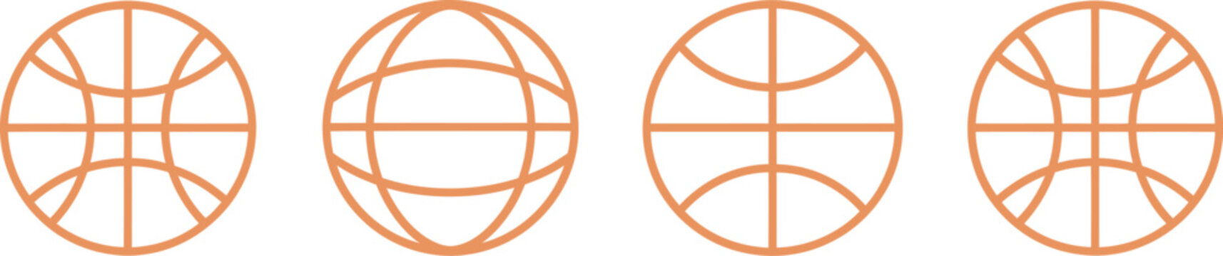 Basketball, ball set, isolated basketball balls on white background for sports graphics, game design, training materials, and athletic branding.