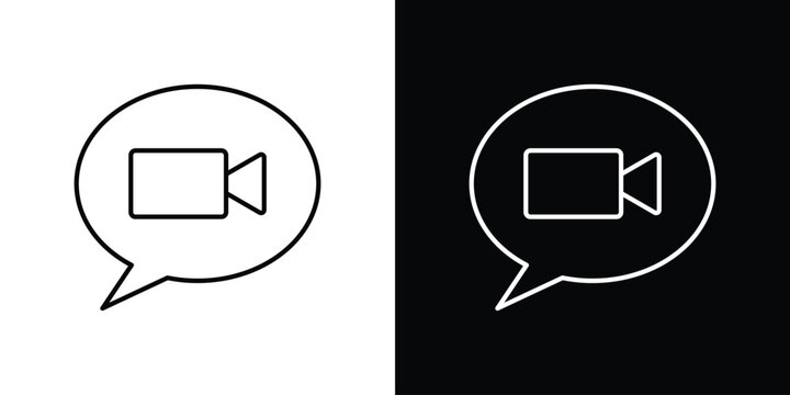 Video call icon line vector collection