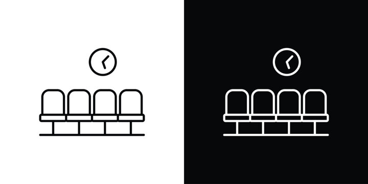 Waiting Room icon line vector collection