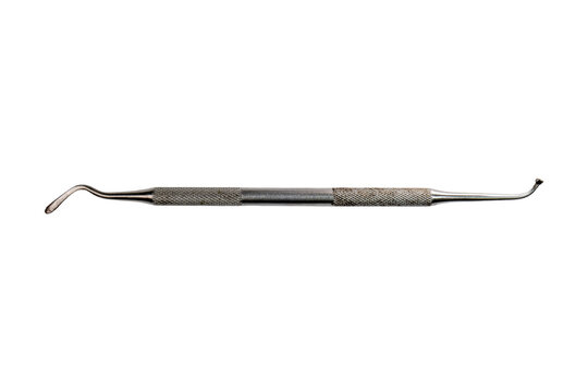 Dental amalgam carver instrument with double‑ended curved contour blades
