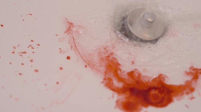 The image shows water being turned on to clean a blood-stained sink, with more blood dripping down.
This symbolizes injury, discomfort, a nosebleed, or an accident.