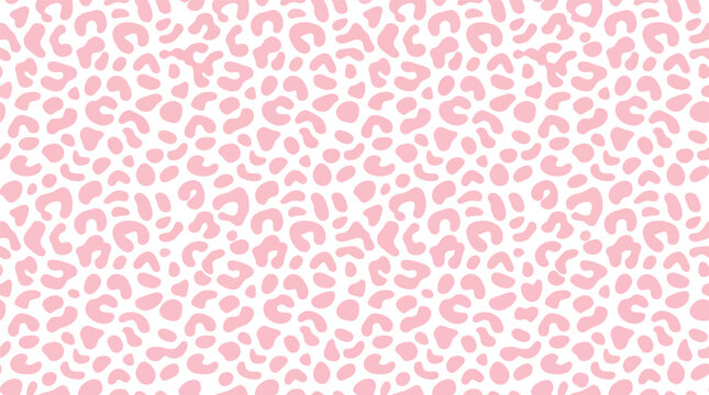 Seamless leopard print pattern with soft pink spots on a white background for textile and fashion design