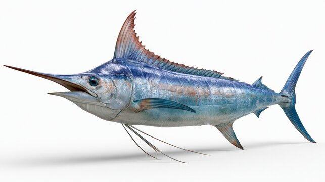 marlin, profile view, highly detailed premium wildlife photography, isolated on white