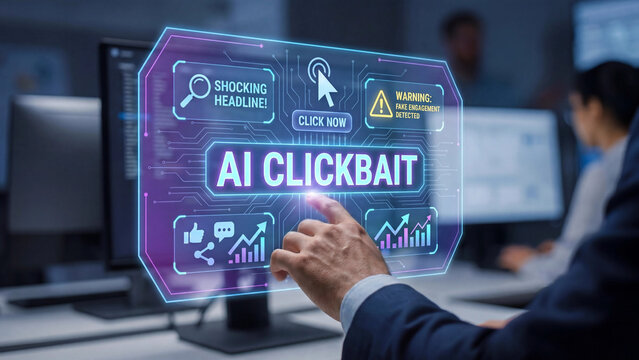 Artificial intelligence clickbait and fake engagement detection framework exposing deceptive digital content tactics manipulative headlines and online misinformation spread for media awareness