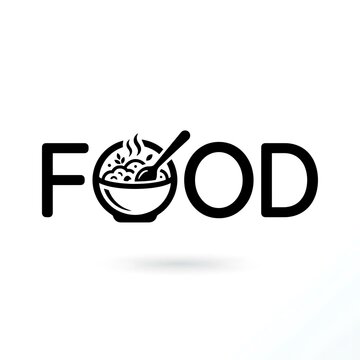 Food logo design with a bowl of soup replacing the letter o isolated on white background