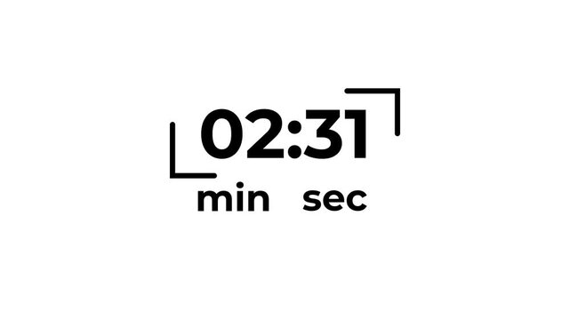 Minimalist Timer 5 minutes Graphics with Animated Numbers in Modern Black and White