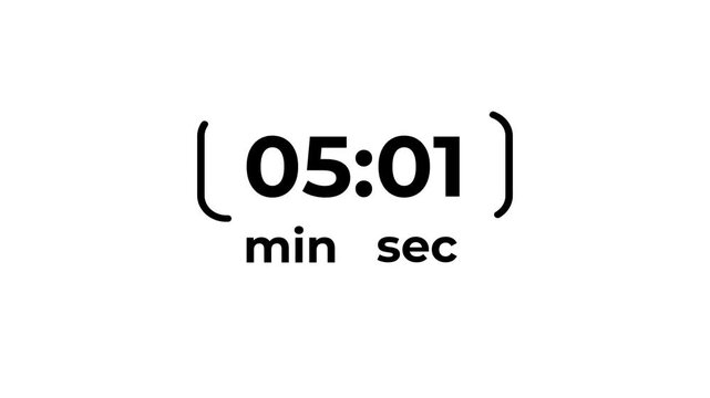 Digital Timer 11 minutes Countdown Sequence with Minimalist Black and White Design and Cinematic Motion