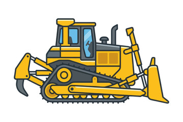 Obraz premium Yellow Bulldozer Vector Illustration