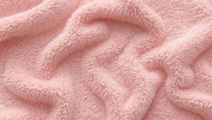 Soft Pink Fluffy Plush Fabric Folds Texture Background © Fufufafa