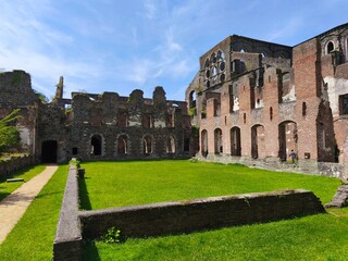 Fototapeta premium Stunning view of medieval Belgian abbey architecture under natural light.