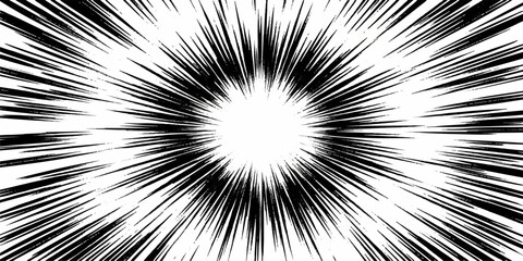 Fototapeta premium Monochrome radial speed lines comic book style effect with abstract background starburst movement illustration