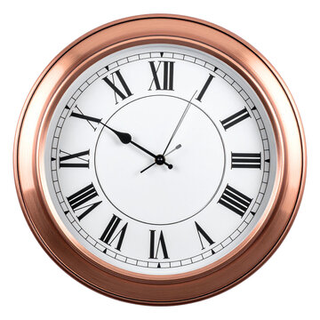 Roman numerals copper bronze round wall clock classic luxury antique style timepiece for corporate office halls living room wall