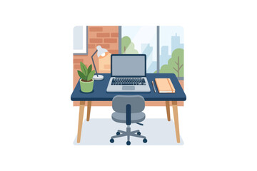 Fototapeta premium Home Office Workspace Vector Illustration
