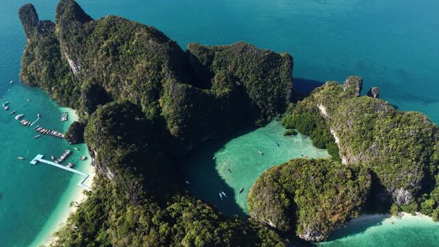 Thailand, a paradise beach in Krabi, shot with a DJI Mini 5 Pro drone in 2026. 4K quality. Color grading by DaVinci Resolve