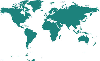 Fototapeta premium Teal Political World Map Vector with Country Borders Global Geography Map
