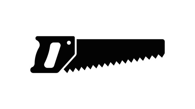 Hand saw silhouette against a white background