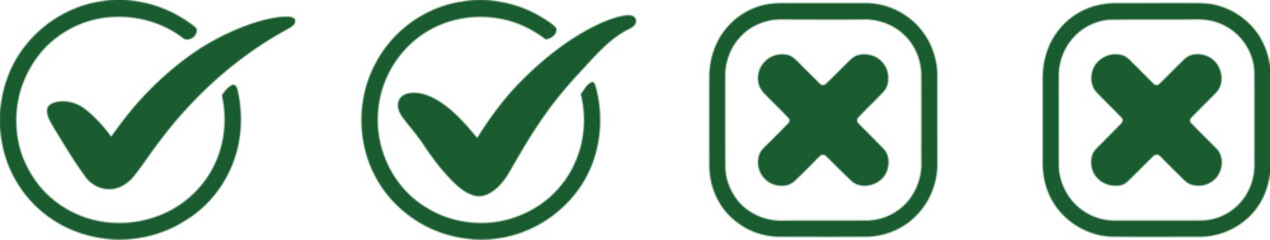Tick mark, icon set, hand drawn check mark symbols on white background, creative vector icons for approval, verification, checklists, and user interface design. © VectorPeak